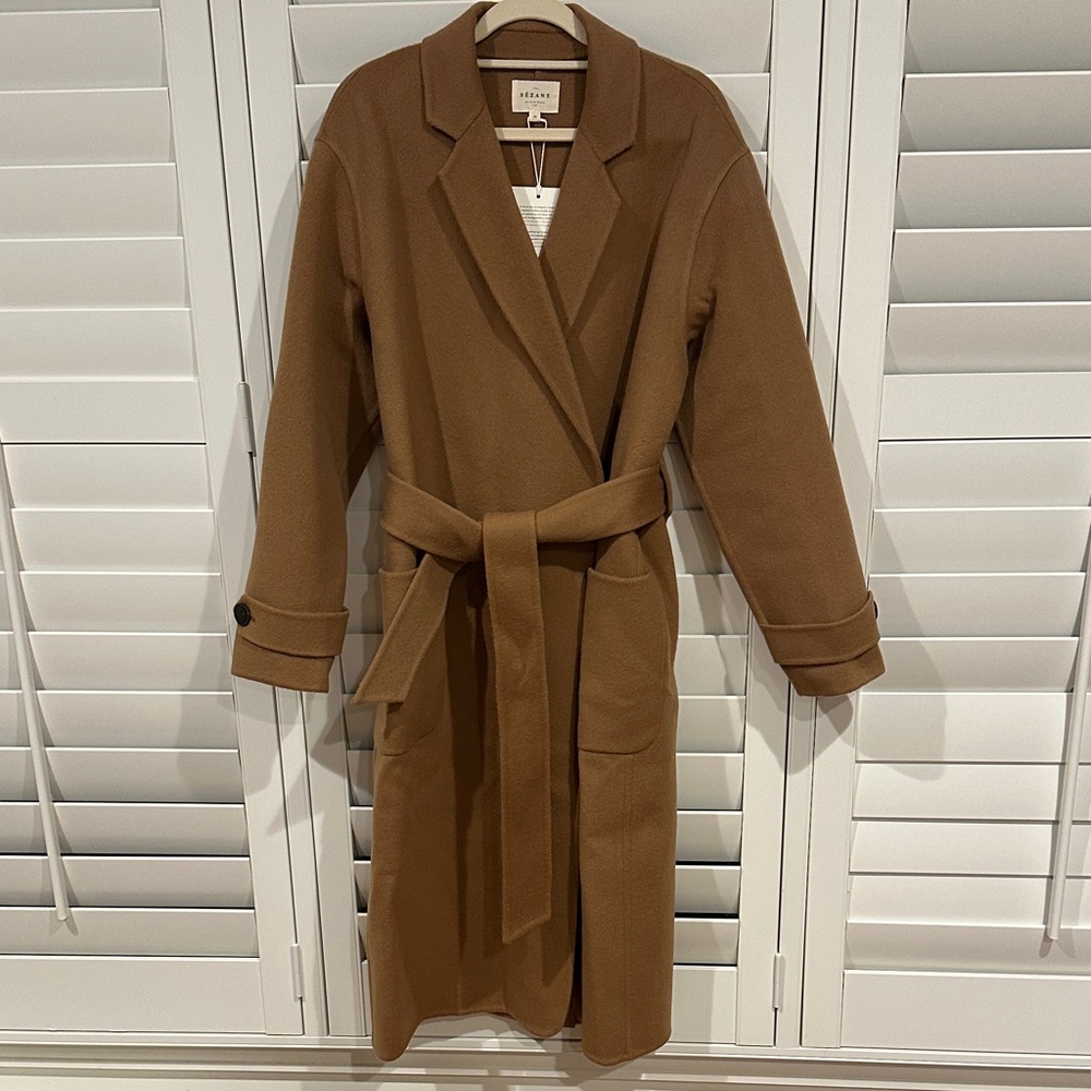 Sezane Brown Belted Coat